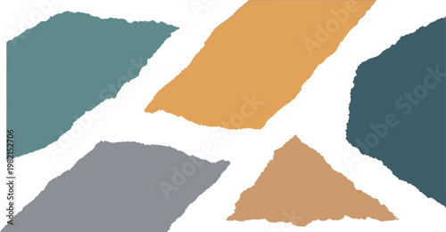 Abstract Colorful Torn Paper Strips Vector: Minimalist Ripped Paper Scraps with Deckle Edges, Organic Hand-Drawn Shapes for Creative Collage, Scrapbooking, Branding, and Modern Graphic Design