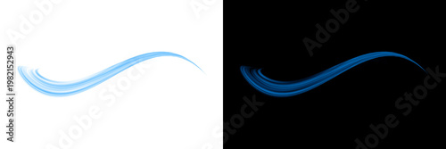 Canvastavla Blue energy light trail motion effect with transparent background and black surf