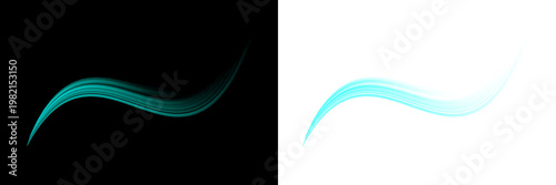 Obraz na plátne Cyan light trail effect with glowing motion blur isolated on transparent backgro