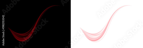 Foto Red radiant curved strokes forming dynamic energy flow across frame isolated on