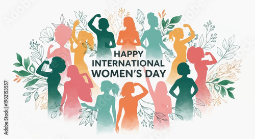International Womens Day Celebration with Diverse Female Silhouettes.