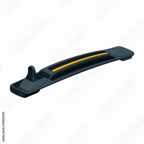 Gray plastic card reader with yellow stripe on white background