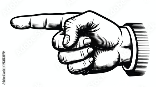 A hand pointing to the left side  hand gesture