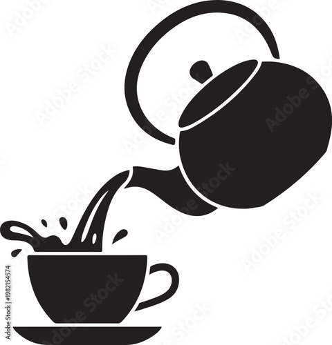 Warm Beverage Pouring Scene for Tea and Coffee Drink Concepts