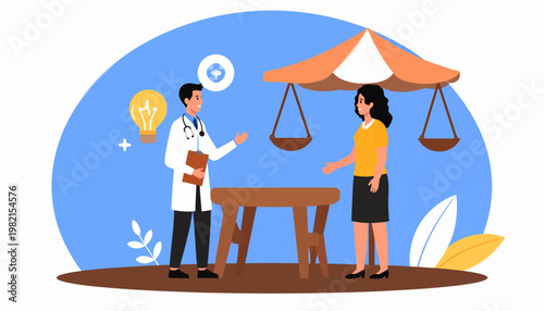 Doctor and patient in medical consultation.