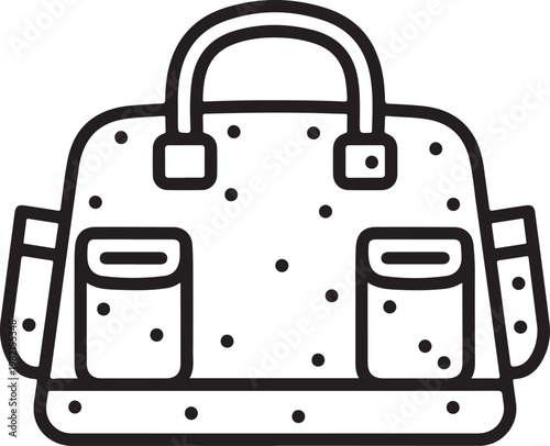 Polka dot handbag with handle and pockets vector illustration