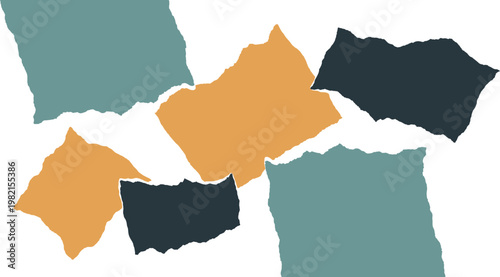 Abstract Colorful Torn Paper Strips Vector: Minimalist Ripped Paper Scraps with Deckle Edges, Organic Hand-Drawn Shapes for Creative Collage, Scrapbooking, Branding, and Modern Graphic Design