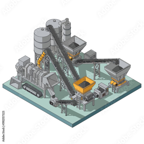 Isometric View of a Mining and Processing Plant.