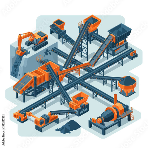 Isometric View of a Modern Mining and Processing Plant.