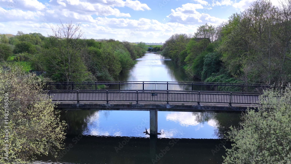 Fototapeta premium River Lea with Bridge Aerial View London