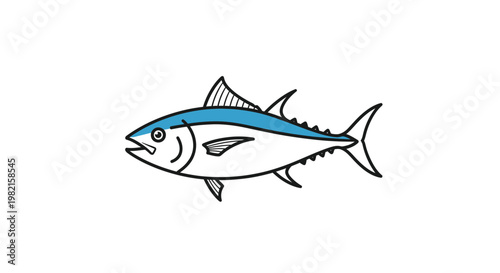 Blue fin tuna fish side view.