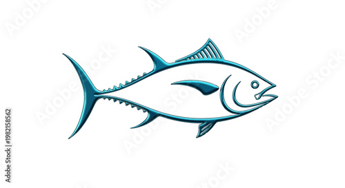 Blue fish swimming alone in water.