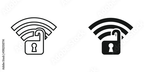 Comparison of secure and insecure wireless network signals with lock symbols