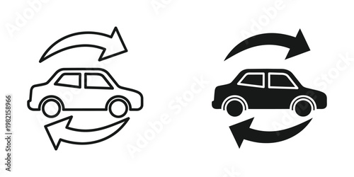 Illustration of car parking direction symbols with contrasting styles