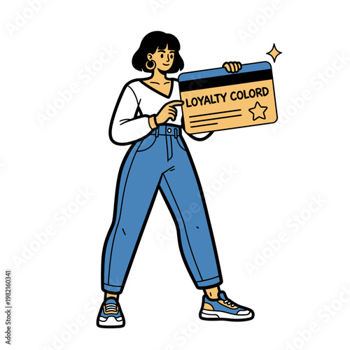 A woman holds a loyalty card in her hand