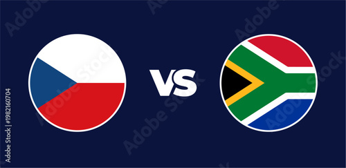 Czech Republic vs South Africa national flags in circle format, circular flag icons, vector illustration of rivalry concept