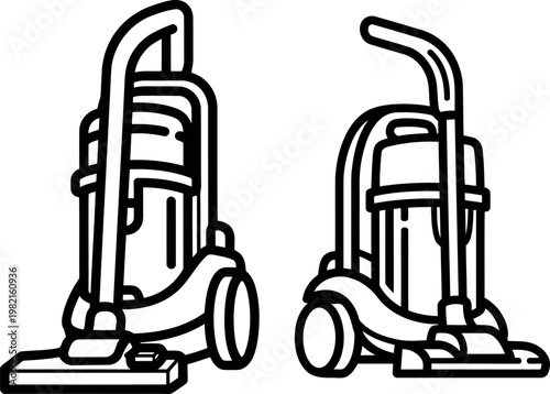 Vacuum Cleaner Line Art Icons Set Household Cleaning Equipment Vector