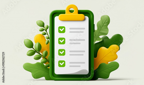 Sustainable Goals Checklist on Clipboard | Eco-Friendly Productivity Concept
