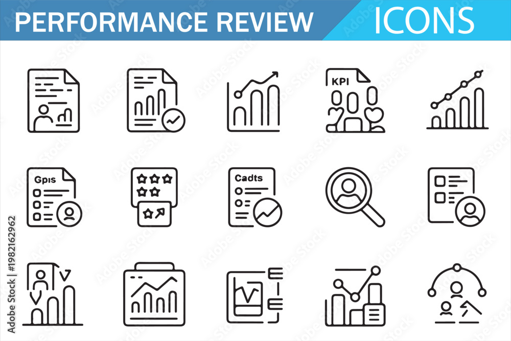 Fototapeta premium Performance Metrics Icons Collection Editable Line Vector Analytics Pack