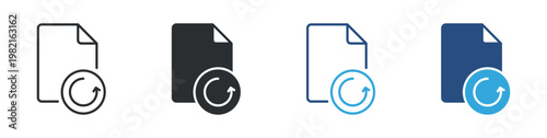 Document Refresh Icon Set, File Update and Reload Concept, Data Synchronization Symbol, Vector Illustration