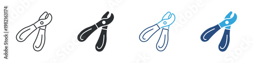 Pliers Tool Icon Set, Hand Tool and Repair Concept, Construction and Maintenance Equipment, Vector Illustration