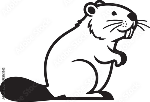 Cute cartoon beaver illustration, a charming and friendly rodent with large front teeth and a broad, flat tail, perfect for nature and wildlife themes