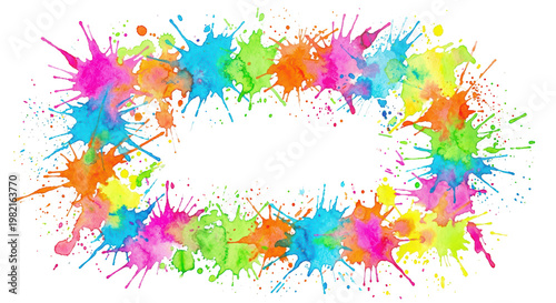 Vibrant Colorful Splash Frame with Bright Hues for Creative Design Projects, isolated on transparent background