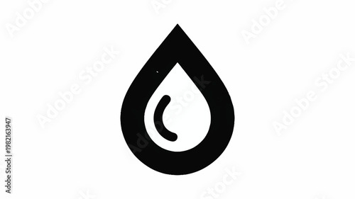 A minimalist logo design featuring a stylized drop symbol
