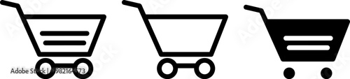 A collection of versatile shopping cart vector icons showcasing various modern e-commerce and digital marketplace graphic designs for online retail applications.
