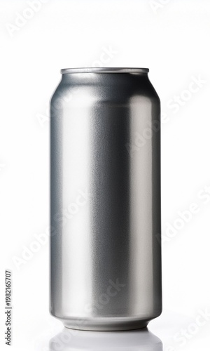 blank silver soda can mockup photo isolated on white background