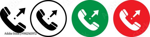 Outgoing call arrow icons featuring a collection of four distinct circular and transparent graphic designs for communication interfaces used in modern mobile and web applications