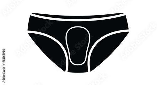 A simple black and white outline illustration of women s briefs underwear