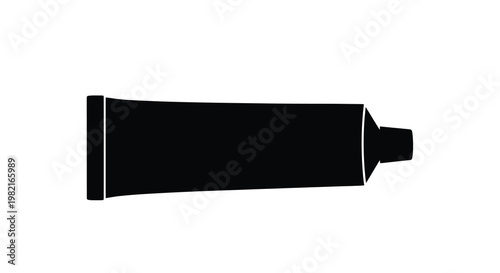 Simple black silhouette of a tube possibly for cream or paste