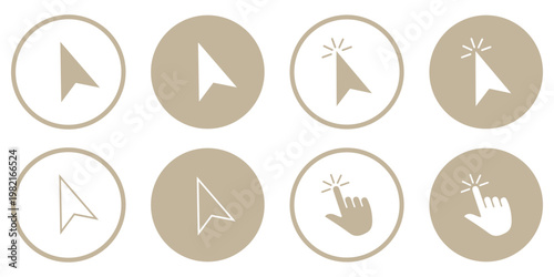 Pointer cursor computer mouse icon set. Finger cursor, arrow click sign. Vector illustration