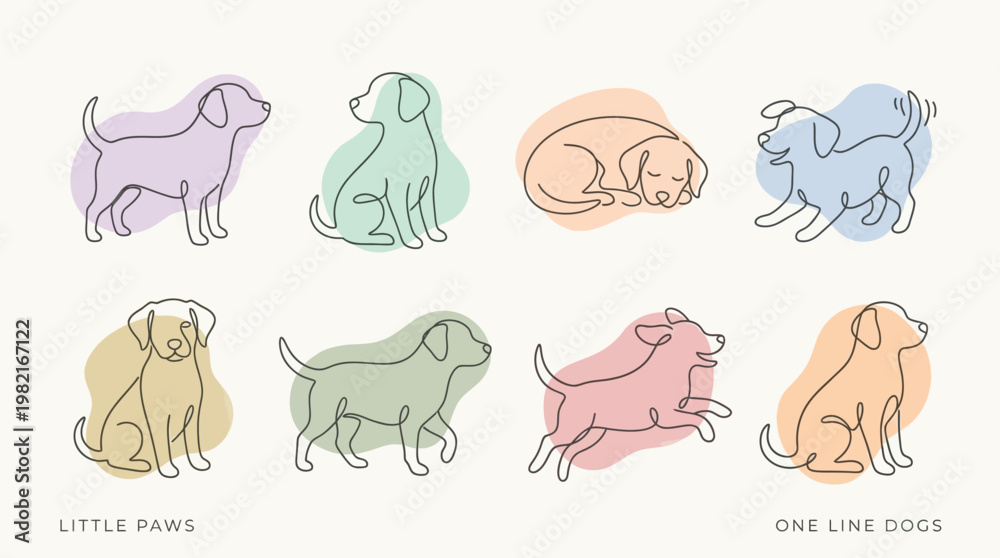 Obraz premium Dogs in various poses and colors.