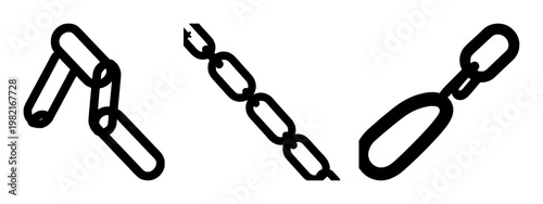 Supply chain management links icon set with solid black shapes featuring global logistics, distribution, manufacturing with connected nodes and networked processes