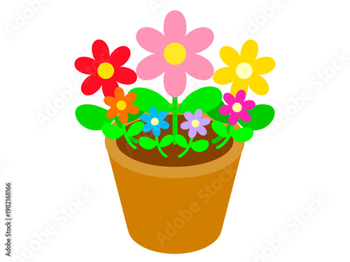 	鉢植えとお花のイラスト素材