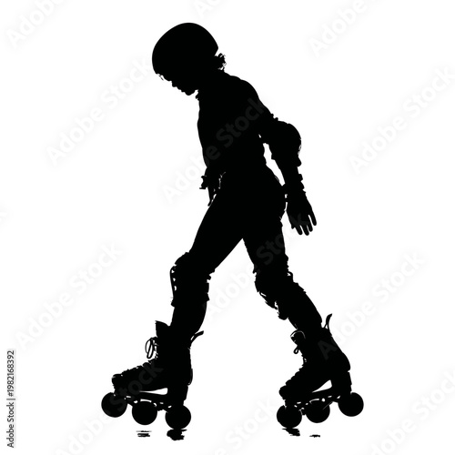Silhouette of a person rollerblading alone.
