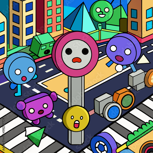 seamless pattern with funny monsters