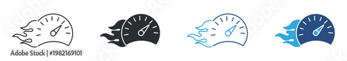 Speedometer Icon Set, Performance and Speed Measurement Concept, Fast Delivery and Acceleration Symbol, Vector Illustration