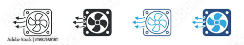 Ventilation Fan Icon Set, Air Circulation and Cooling Concept, Exhaust System Symbol, Vector Illustration