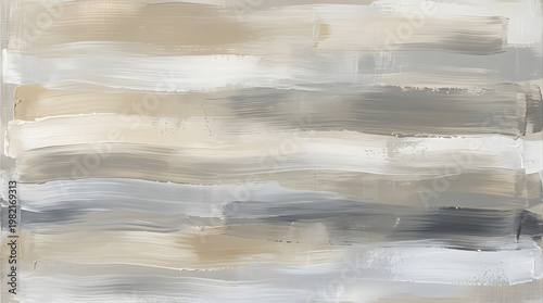 Abstract Neutral Tones Paint Strokes Texture Background, Muted Beige, Gray, White Horizontal Stripes