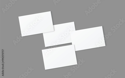 Floating blank business cards mockup isolated on gray background clean branding template