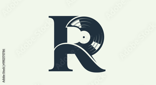 Letter R Logo with Vinyl Record Design