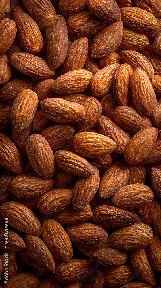 Fototapeta premium Close up Overhead View of Roasted Almonds Sprinkled with Salt and Sugar