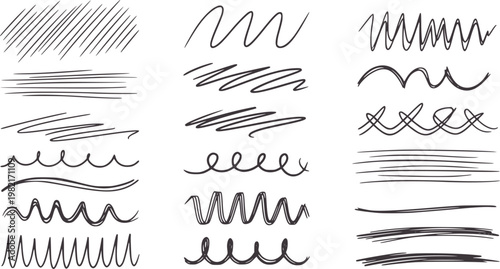 Collection of hand drawn sketchy lines and scribbles in dark gray handdrawn darkgray