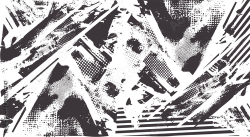 Dark gray abstract distressed grunge texture with halftone dots and lines