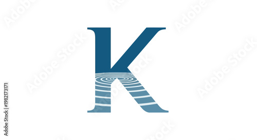 Letter K with Rippling Water Reflection