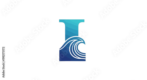 Ocean Wave Letter I Logo Design
