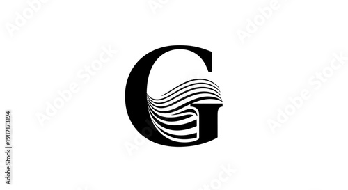 Abstract G Letter Logo with Wavy Stripes, Modern Graphic Design, Minimalist Branding